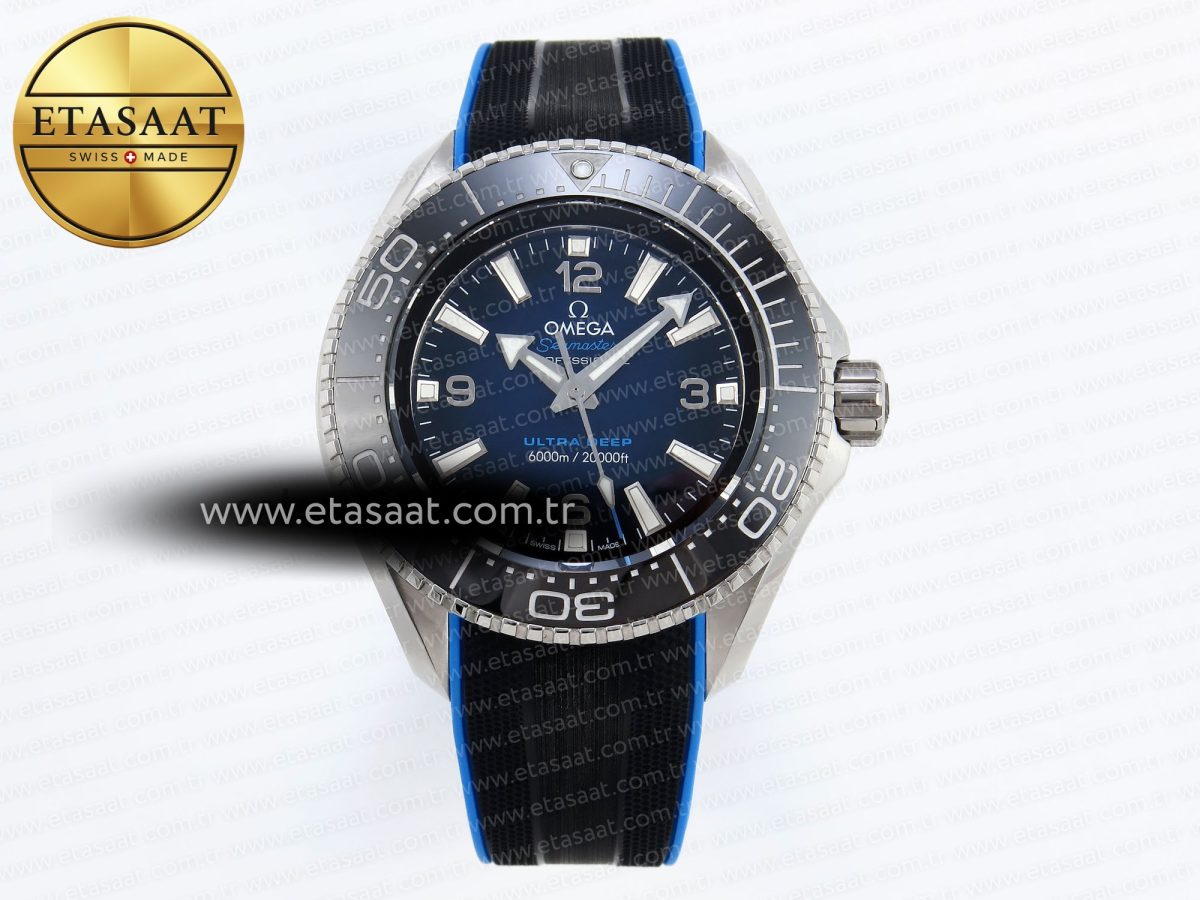 Omega SEAMASTER PLANET OCEAN 6000M BLUE DIAL BLACK BEZEL ON RUBBER A2824 - Görsel 3
