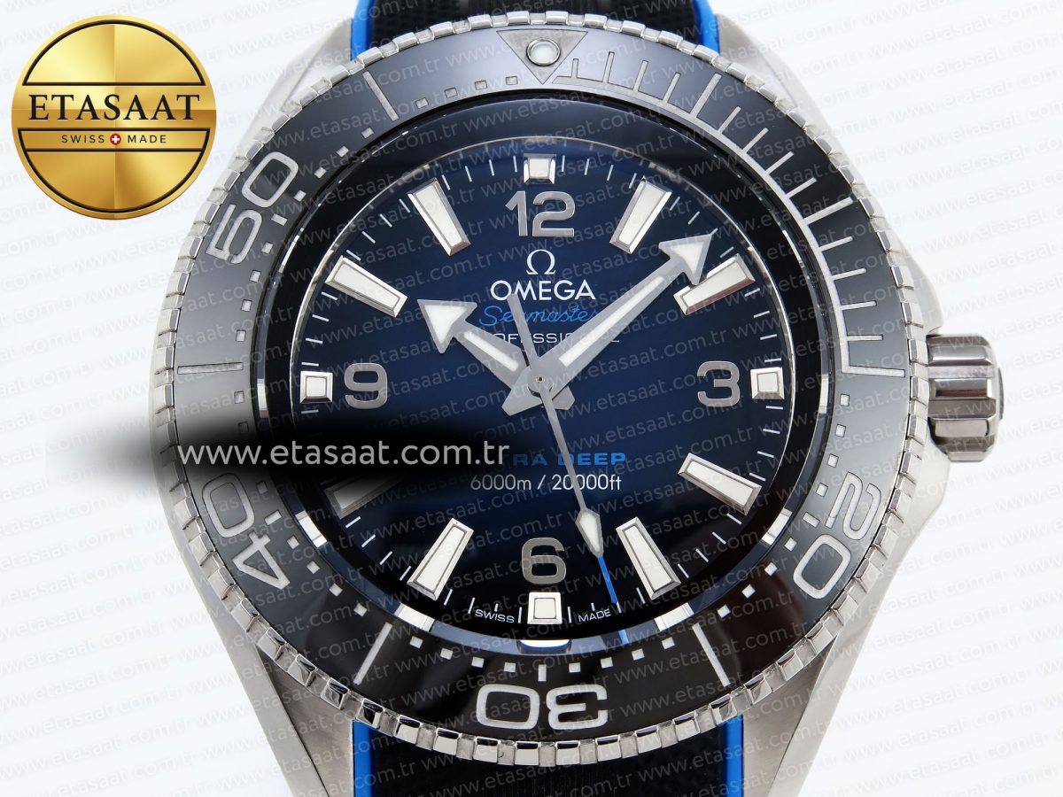 Omega SEAMASTER PLANET OCEAN 6000M BLUE DIAL BLACK BEZEL ON RUBBER A2824 - Görsel 4