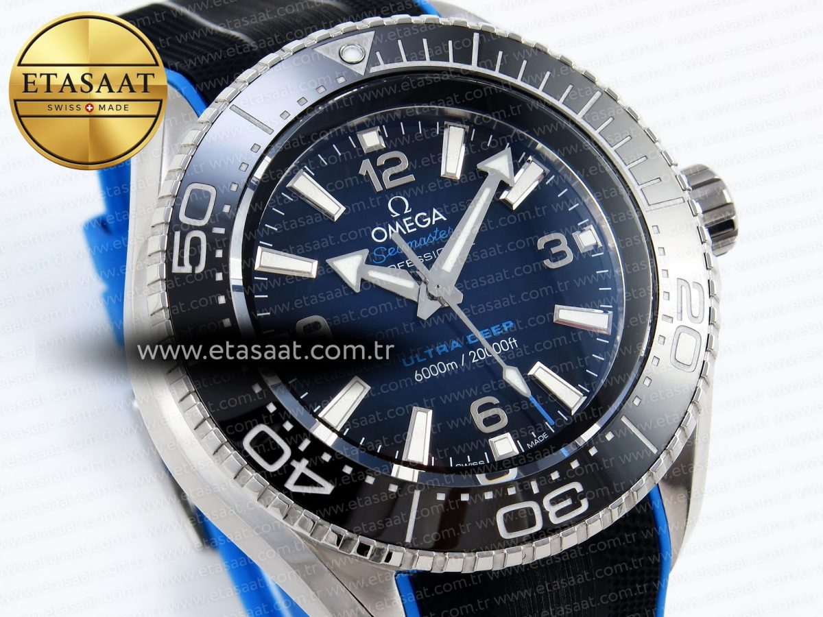 Omega SEAMASTER PLANET OCEAN 6000M BLUE DIAL BLACK BEZEL ON RUBBER A2824 - Görsel 5