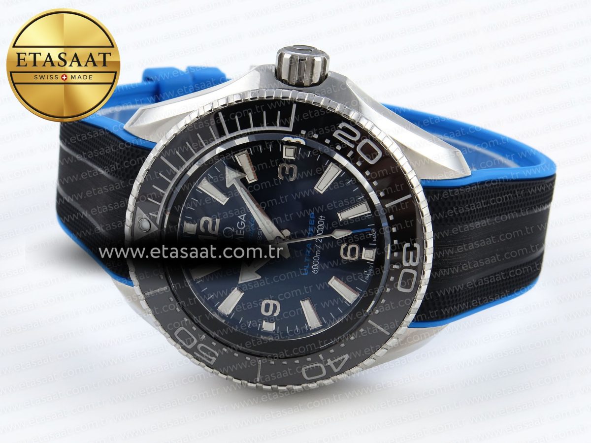 Omega SEAMASTER PLANET OCEAN 6000M BLUE DIAL BLACK BEZEL ON RUBBER A2824 - Görsel 6