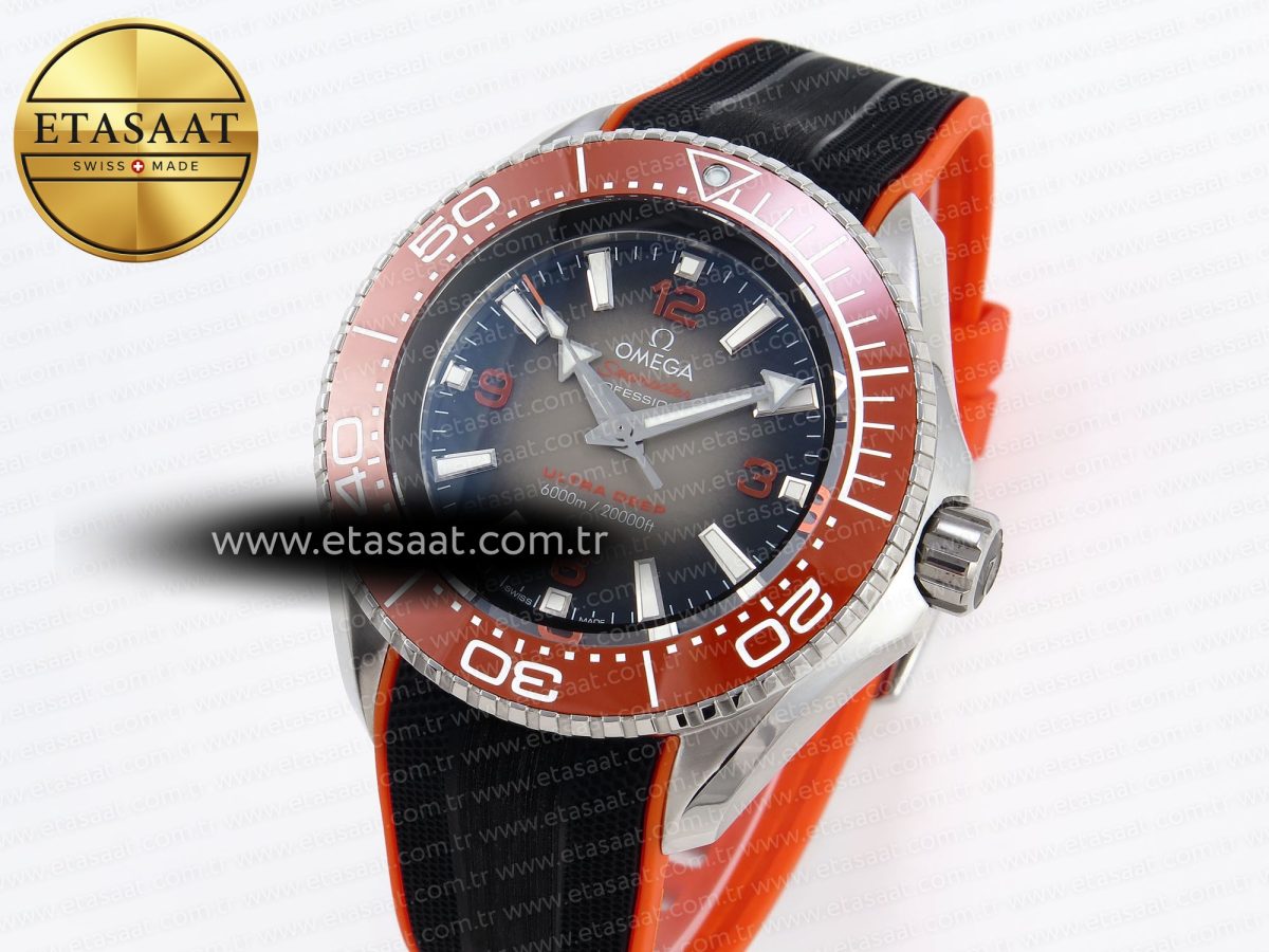 Omega SEAMASTER PLANET OCEAN 6000M GRAY DIAL ORANGE BEZEL ON RUBBER A2824 - Görsel 1