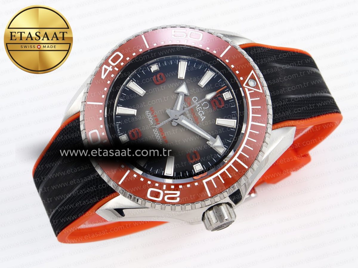 Omega SEAMASTER PLANET OCEAN 6000M GRAY DIAL ORANGE BEZEL ON RUBBER A2824 - Görsel 7