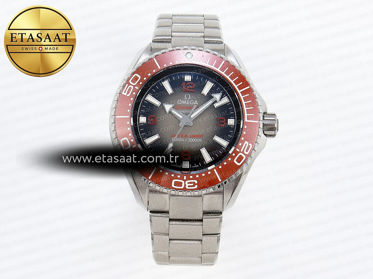 Omega Seamaster Planet Ocean 6000M Gri Kadran Turuncu Eta Saat - 1:1 Süper Klon Replika Saat