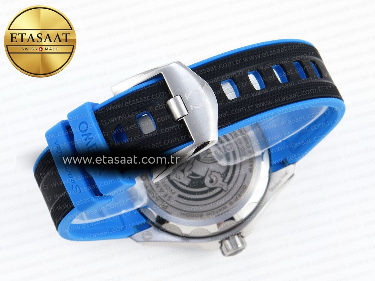 Omega SEAMASTER PLANET OCEAN 6000M WHITE DIAL BLUE BEZEL ON RUBBER A2824 - Görsel 15