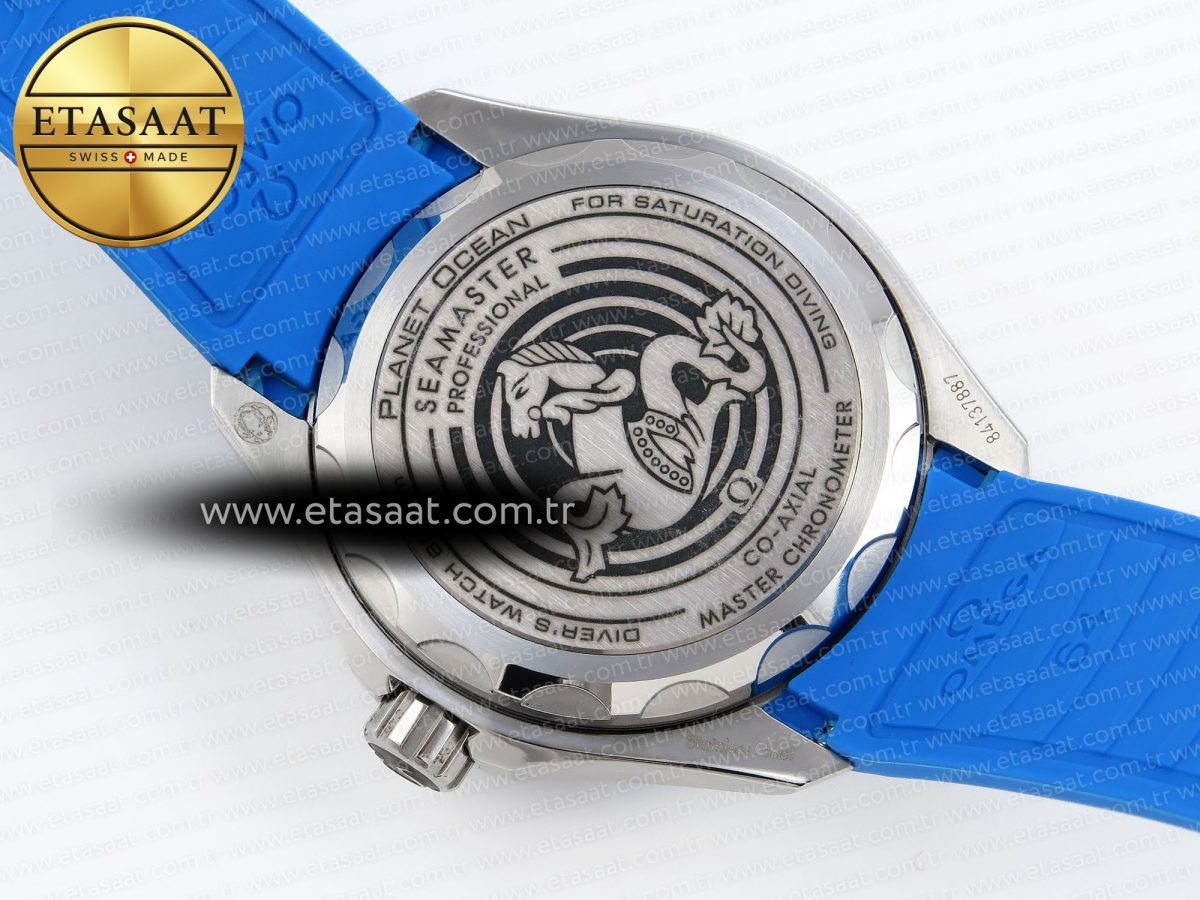 Omega SEAMASTER PLANET OCEAN 6000M WHITE DIAL BLUE BEZEL ON RUBBER A2824 - Görsel 16