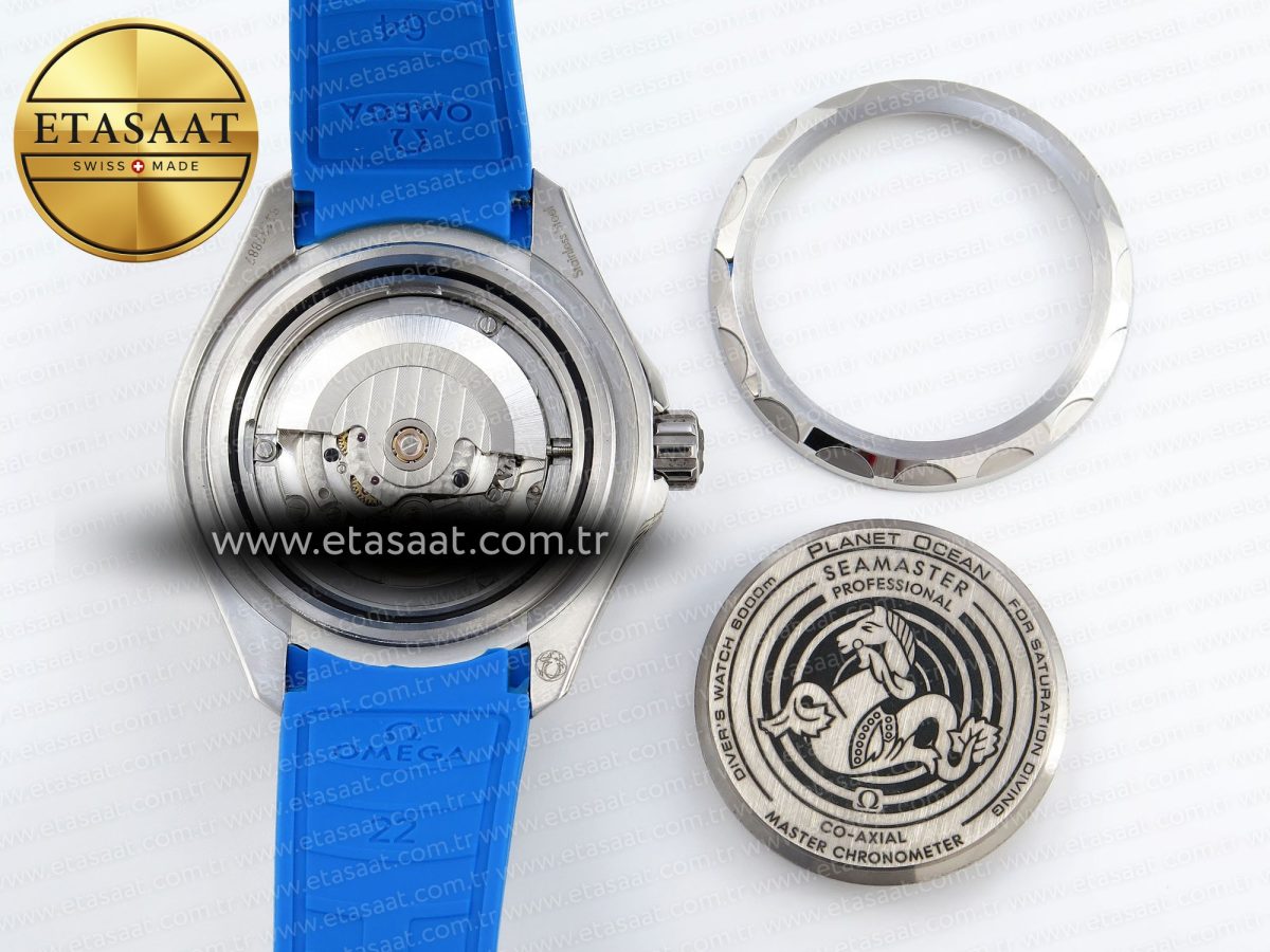 Omega SEAMASTER PLANET OCEAN 6000M WHITE DIAL BLUE BEZEL ON RUBBER A2824 - Görsel 17