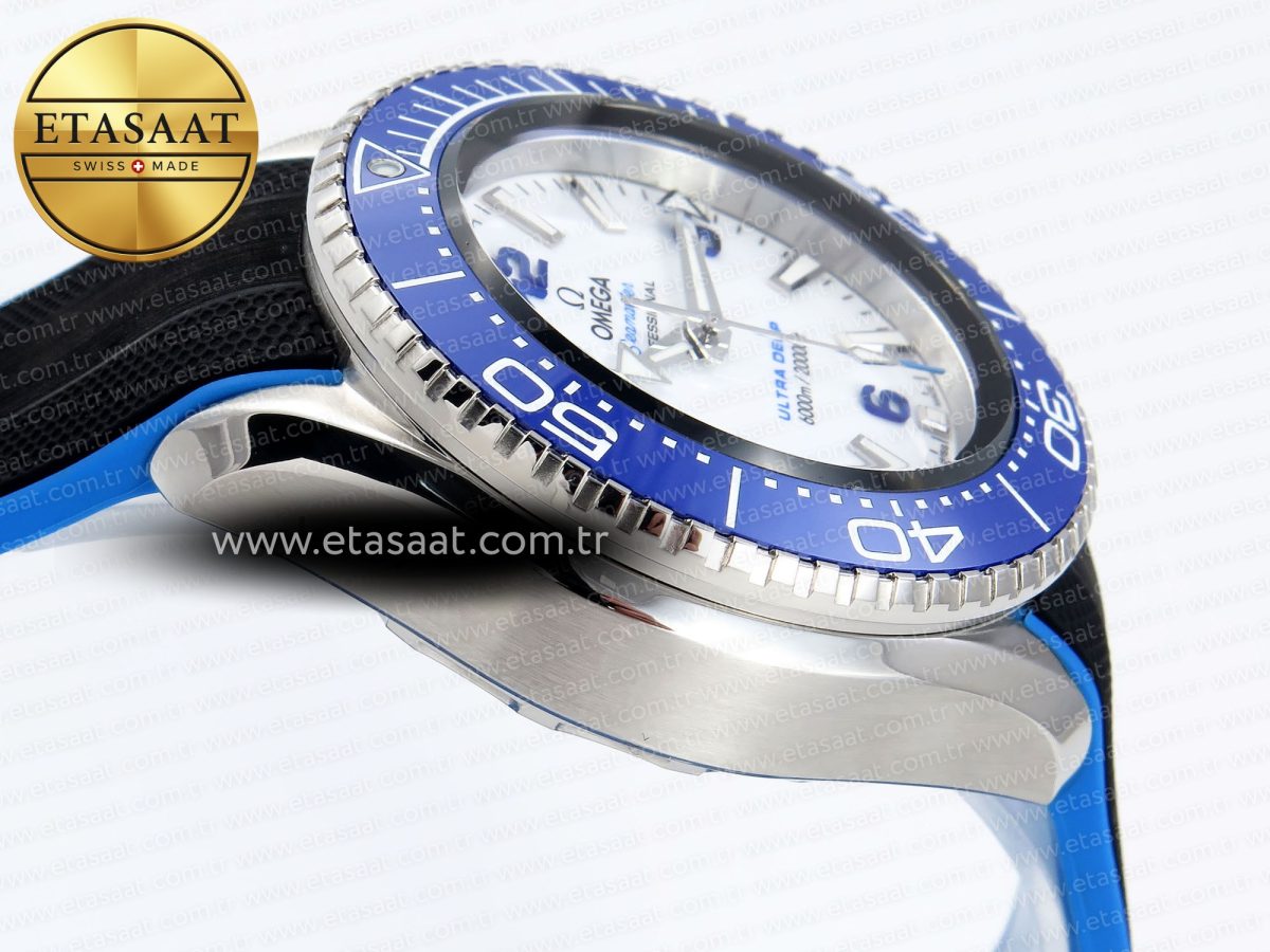Omega SEAMASTER PLANET OCEAN 6000M WHITE DIAL BLUE BEZEL ON RUBBER A2824 - Görsel 9