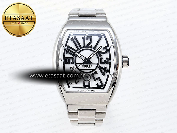 Franck Muller Vanguard SS ABF Beyaz Kadran A2824 Eta Saat - 1:1 Süper Klon Replika Saat