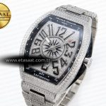 Franck Muller Vanguard SS Black Full Diamond Blue Dial on Diamonds A2824