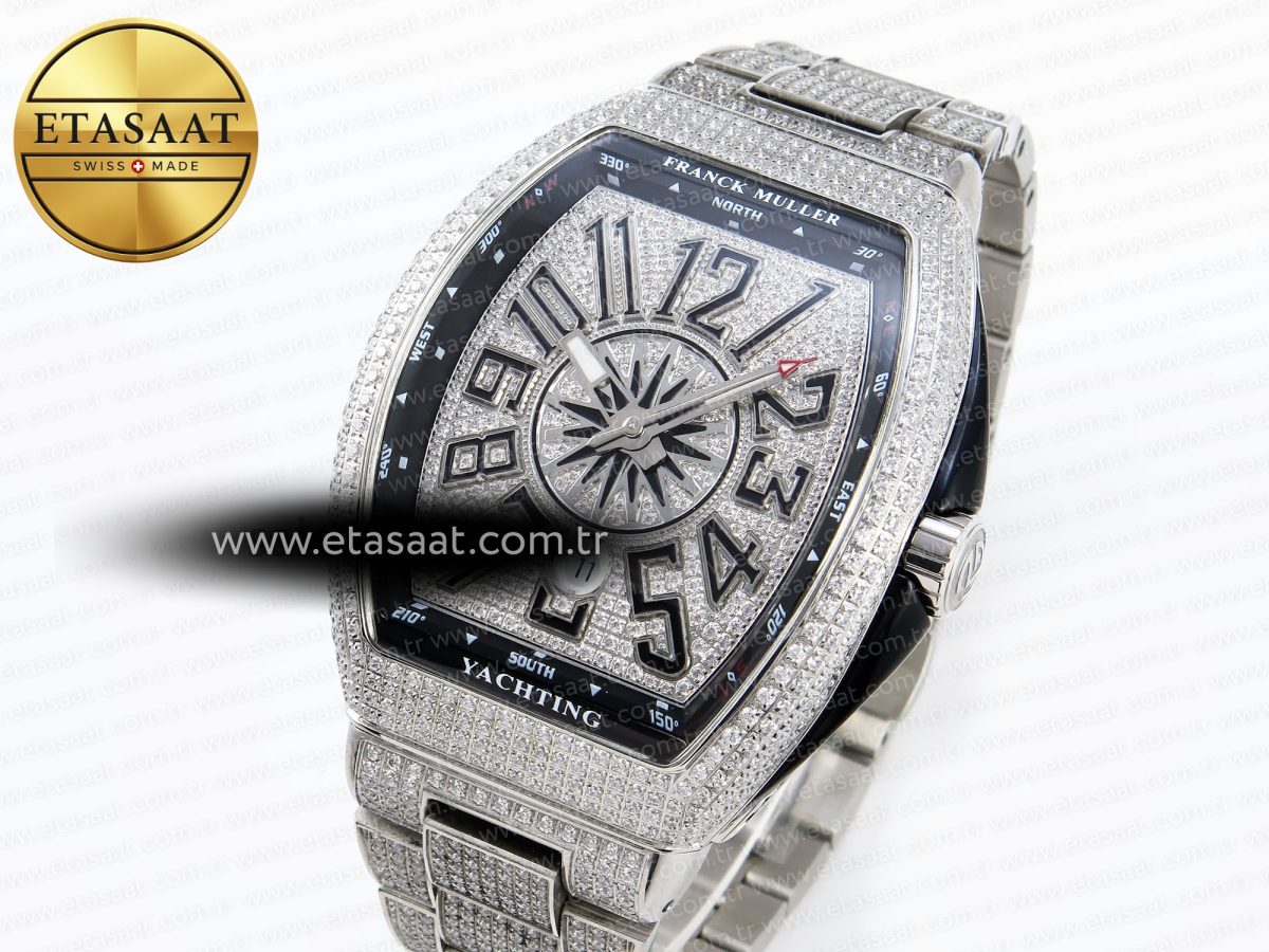 Franck Muller Vanguard SS Black Full Diamond Blue Dial on Diamonds A2824 - Görsel 2