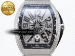 Franck Muller Vanguard SS Black Full Diamond Blue Dial on Diamonds A2824 - Görsel 4