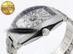 Franck Muller Vanguard SS Black Full Diamond Blue Dial on Diamonds A2824 - Görsel 8