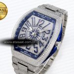 Franck Muller Vanguard SS Full Diamond Blue Dial on Diamonds A2824