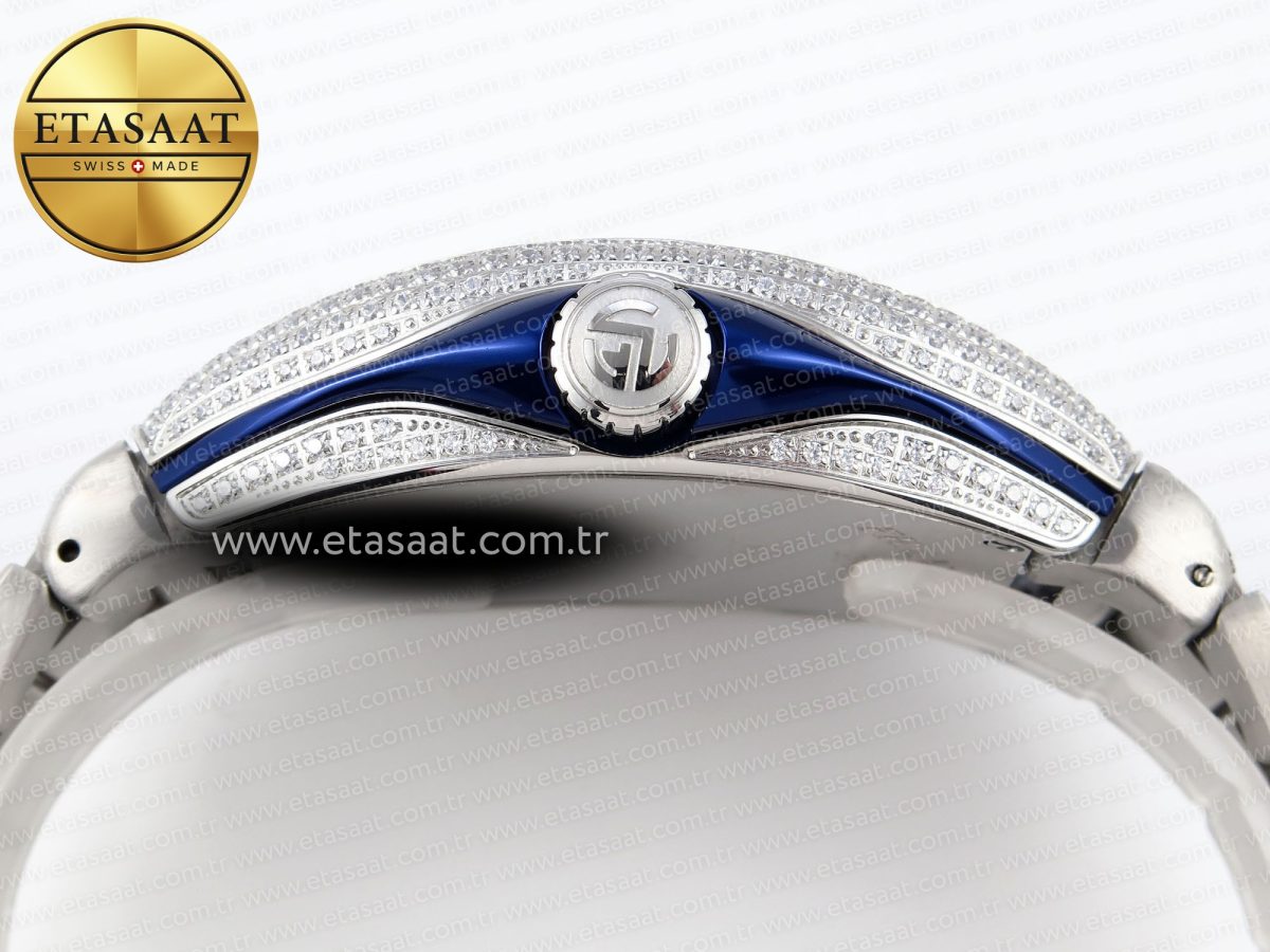 Franck Muller Vanguard SS Full Diamond Blue Dial on Diamonds A2824 - Görsel 15
