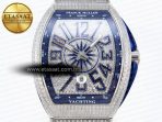 Franck Muller Vanguard SS Full Diamond Blue Dial on Diamonds A2824 - Görsel 4