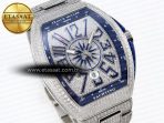 Franck Muller Vanguard SS Full Diamond Blue Dial on Diamonds A2824 - Görsel 5