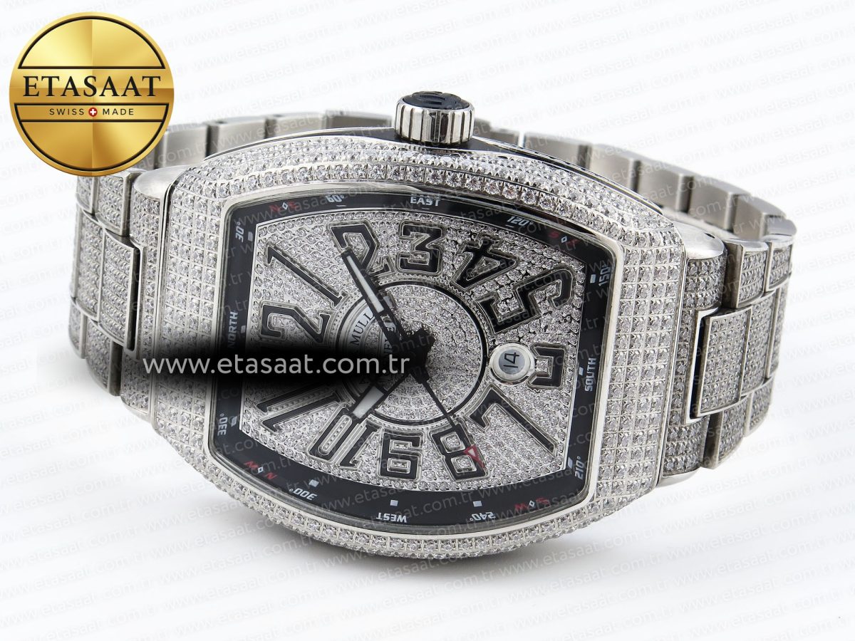 Franck Muller Vanguard SS Full Diamond Black Dial on Diamonds A2824 - Görsel 7