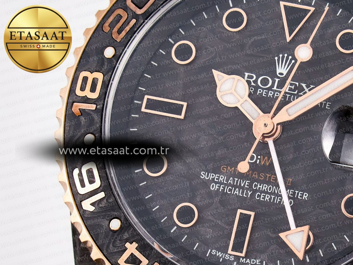 Rolex GMT Carbon Best Edition Black Carbon Dial Markers on Beige Nylon Strap SA3186 - Görsel 10