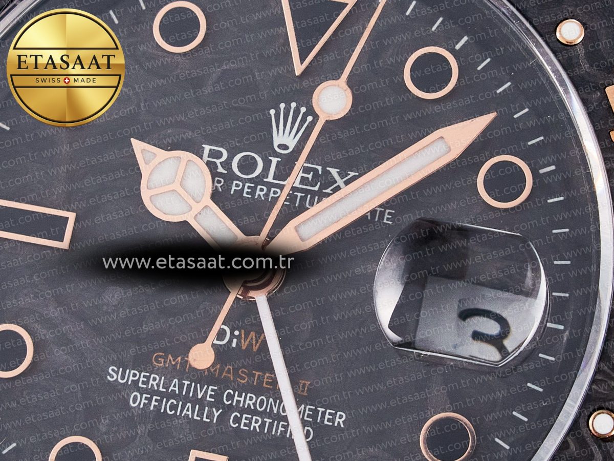 Rolex GMT Carbon Best Edition Black Carbon Dial Markers on Beige Nylon Strap SA3186 - Görsel 11