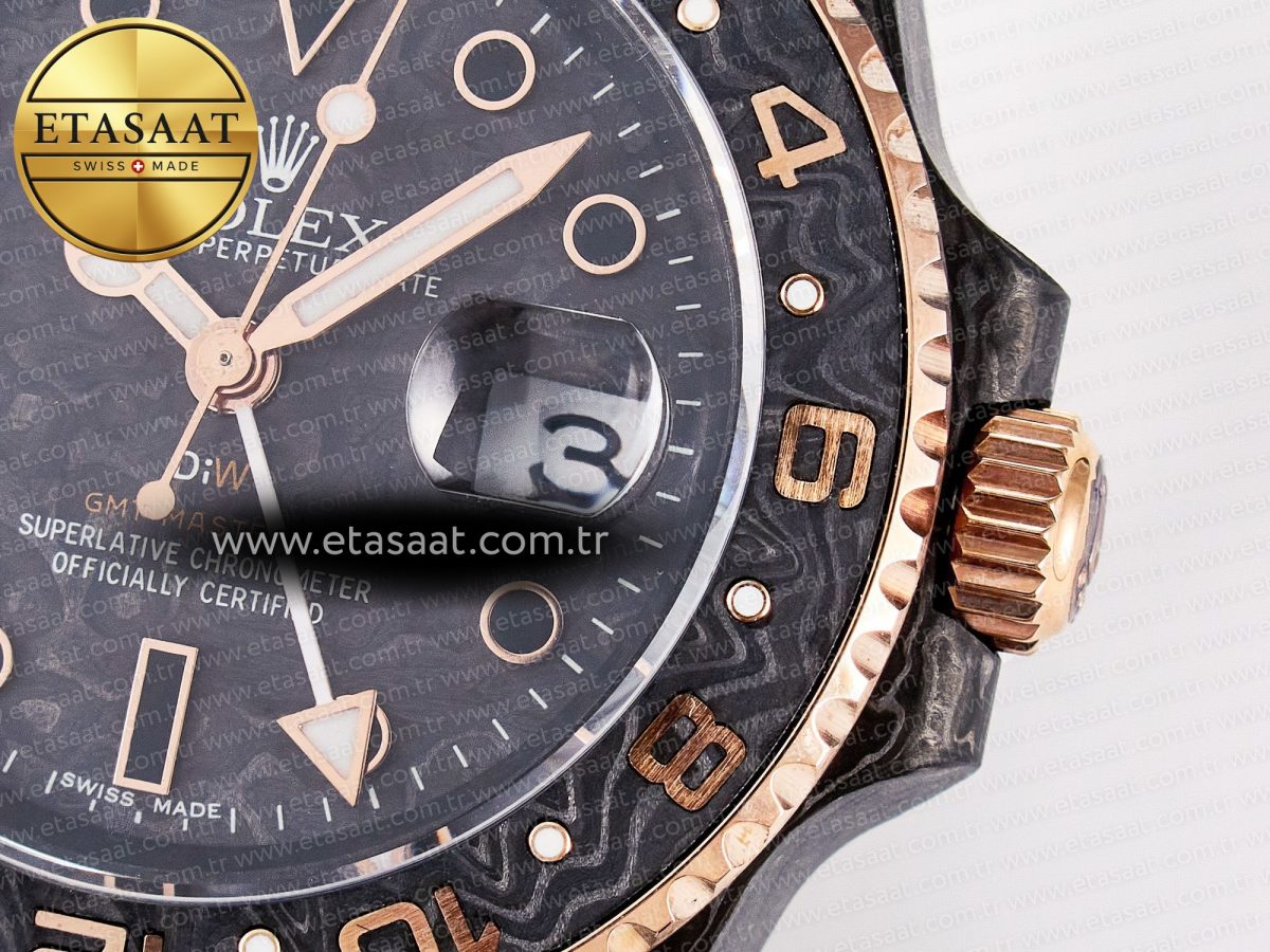 Rolex GMT Carbon Best Edition Black Carbon Dial Markers on Beige Nylon Strap SA3186 - Görsel 12