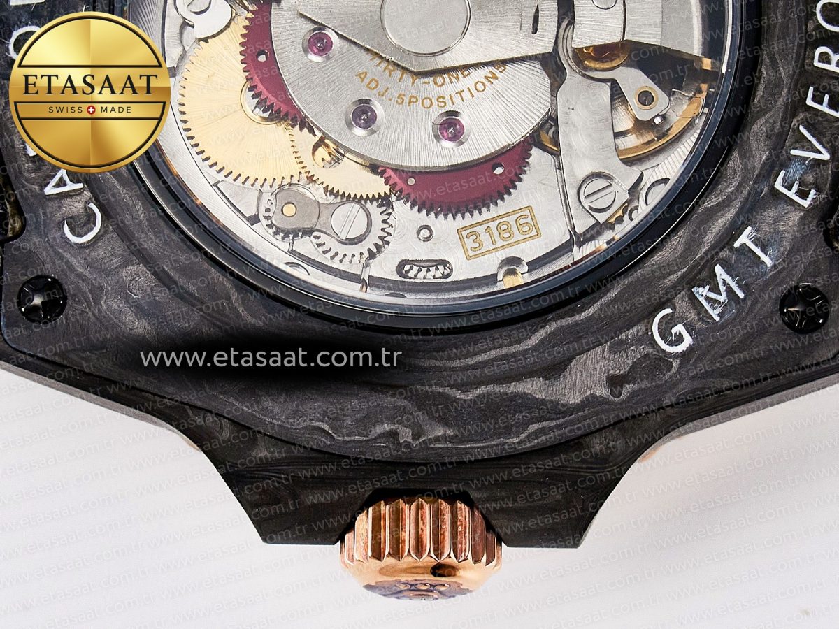 Rolex GMT Carbon Best Edition Black Carbon Dial Markers on Beige Nylon Strap SA3186 - Görsel 21