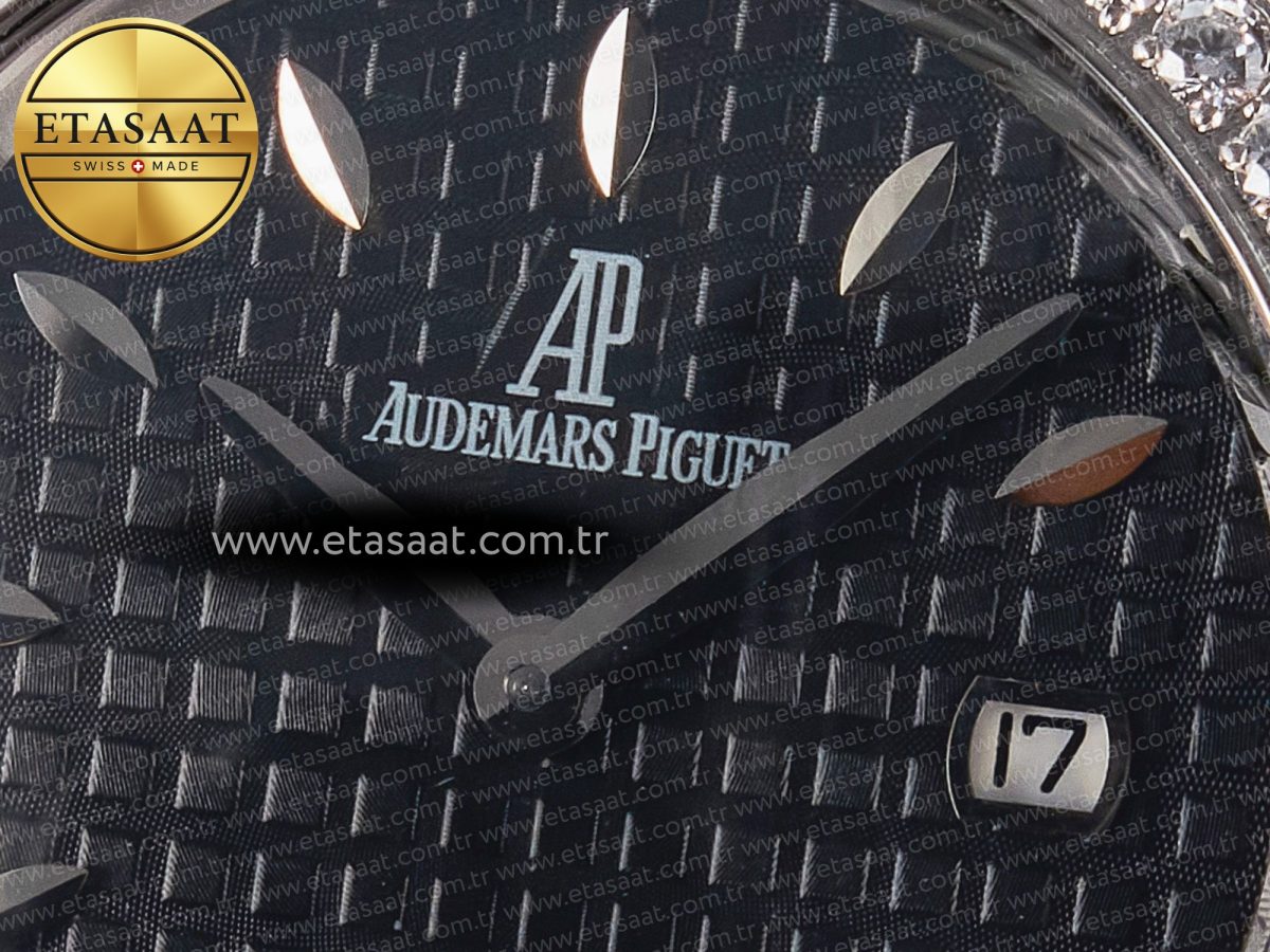 Audemars Piguet Royal Oak Offshore Ladies 33mm SS DRF Best Edition Black Dial Diamonds Bezel on Black Leather Strap ETA Quartz - Görsel 10