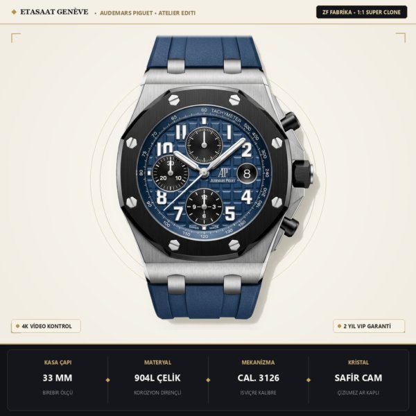 Audemars Piguet Royal Oak Offshore Kadın 33mm Drf Quartz Eta Saat - 1:1 Süper Klon Replika Saat