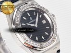 Audemars Piguet Royal Oak Offshore Ladies 33mm SS DRF Best Edition Black Dial Diamonds Bezel on Black Leather Strap ETA Quartz - Görsel 5