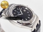Audemars Piguet Royal Oak Offshore Ladies 33mm SS DRF Best Edition Black Dial Diamonds Bezel on Black Leather Strap ETA Quartz - Görsel 7