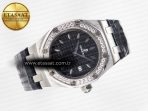 Audemars Piguet Royal Oak Offshore Ladies 33mm SS DRF Best Edition Black Dial Diamonds Bezel on Black Leather Strap ETA Quartz - Görsel 8