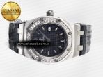 Audemars Piguet Royal Oak Offshore Ladies 33mm SS DRF Best Edition Black Dial Diamonds Bezel on Black Leather Strap ETA Quartz - Görsel 9