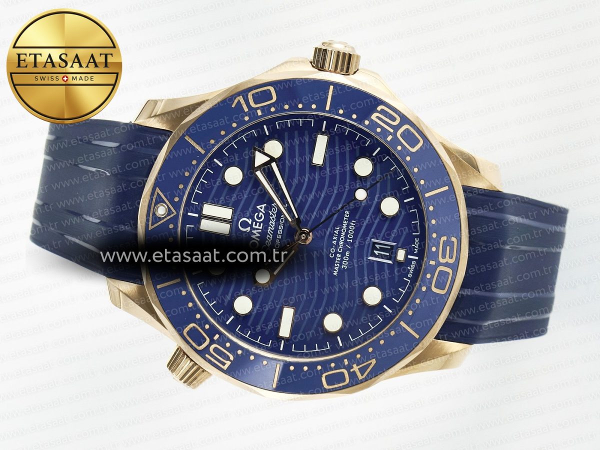 Omega 2018 Seamaster Diver 300M RG Blue Ceramic Blue Dial on Blue A8801 - Görsel 9