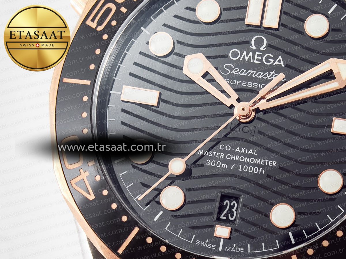 Omega 2018 Seamaster Diver 300M SS/RG VSF 1:1 Best Edition RG Bezel Black Dial on SS/RG Bracelet A8800 - Görsel 10