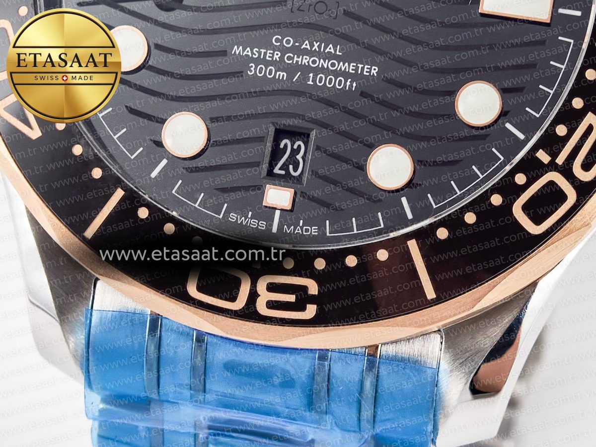 Omega 2018 Seamaster Diver 300M SS/RG VSF 1:1 Best Edition RG Bezel Black Dial on SS/RG Bracelet A8800 - Görsel 13