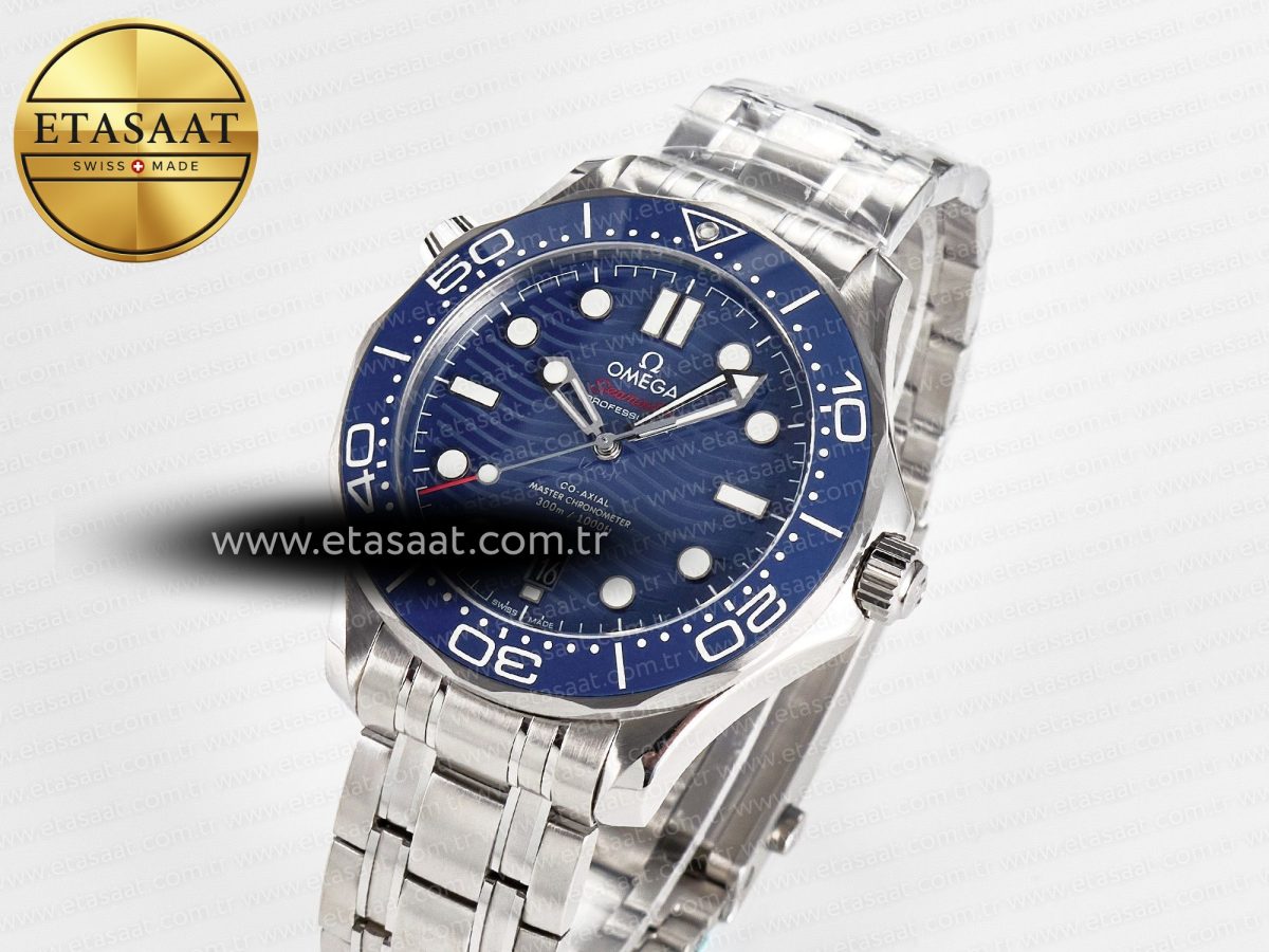 Omega 2018 Seamaster Diver 300M VSF 1:1 Best Edition Blue Ceramic Blue Dial on SS Bracelet A8800 V2 - Görsel 1