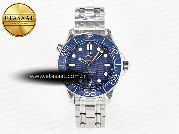Omega 2018 Seamaster Diver 300M VSF Mavi Seramik A8800 Eta Saat - 1:1 Süper Klon Replika Saat