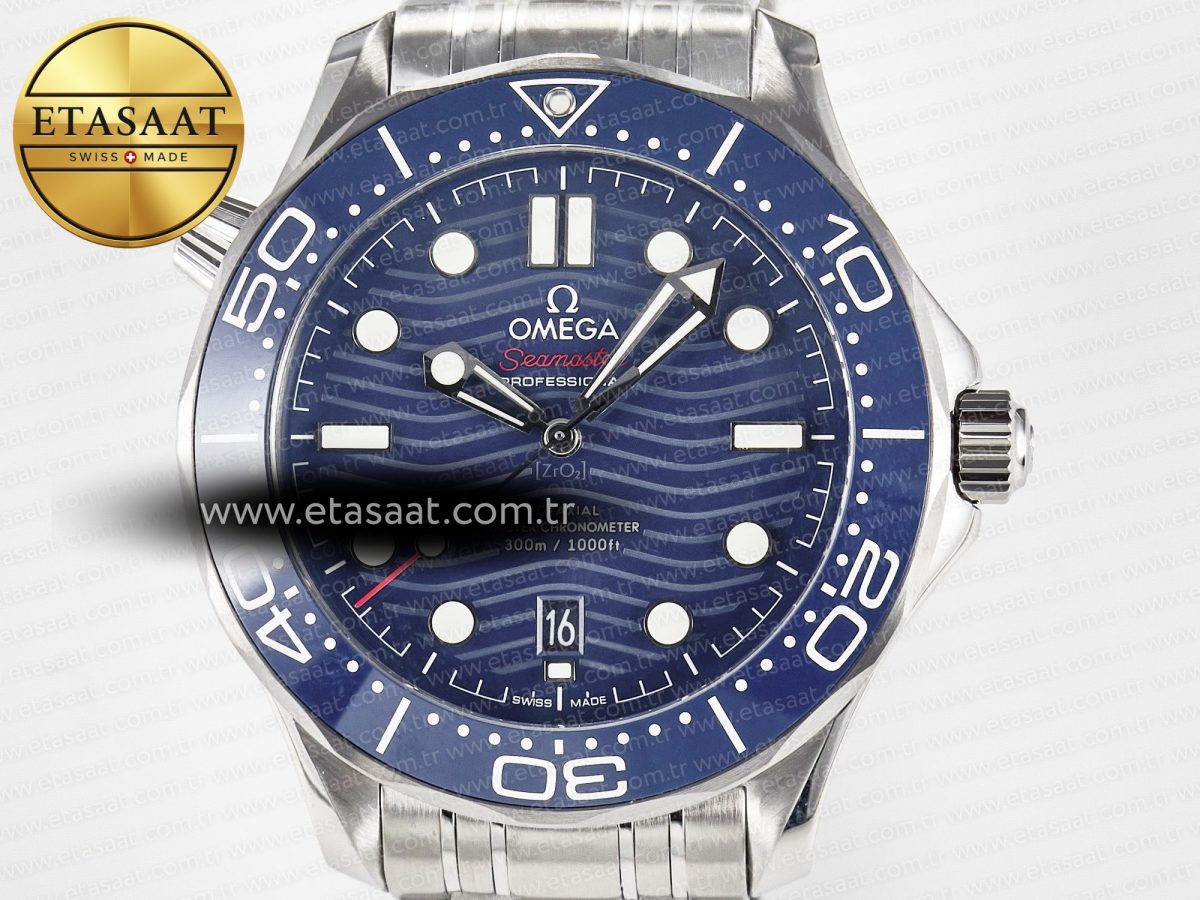 Omega 2018 Seamaster Diver 300M VSF 1:1 Best Edition Blue Ceramic Blue Dial on SS Bracelet A8800 V2 - Görsel 4