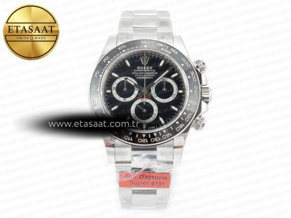 Rolex Daytona 126500 Ar+F Siyah Kadran SA4131 Eta Saat - 1:1 Süper Klon Replika Saat