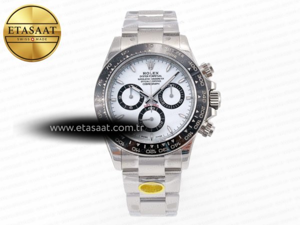 Rolex 2023 Daytona 126500 ZF Beyaz Kadran SH4130 Eta Saat - 1:1 Süper Klon Replika Saat
