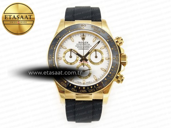 Rolex 2023 Daytona 126518 Clean Beyaz Kadran SA4130 Eta Saat - 1:1 Süper Klon Replika Saat