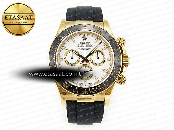 Rolex 2023 Daytona 126518 Clean Beyaz Kadran SA4130 Eta Saat - 1:1 Süper Klon Replika Saat