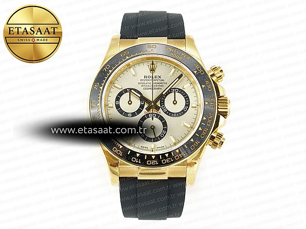 Rolex 2023 Daytona 126518 Clean Altın Kadran SA4130 Eta Saat - 1:1 Süper Klon Replika Saat
