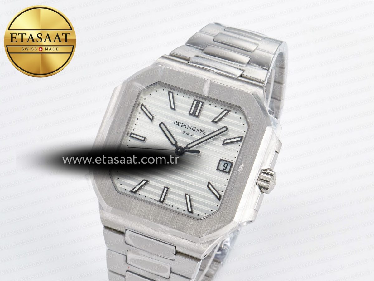 Patek Philippe 2025 Cubitus GRF Best Edition Silver White Dial on SS Bracelet MY9015 Mod to A330 Super Clone movement - Görsel 1