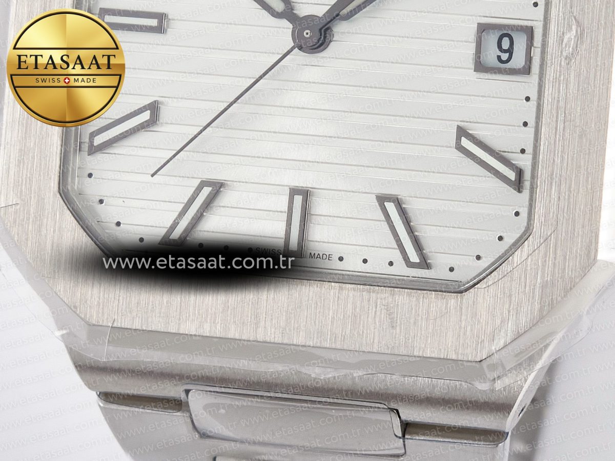 Patek Philippe 2025 Cubitus GRF Best Edition Silver White Dial on SS Bracelet MY9015 Mod to A330 Super Clone movement - Görsel 12