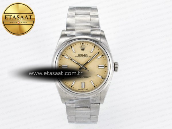 Rolex 2025 Oyster Perpetual 126000 36mm KRF Bej VR3230 Eta Saat - 1:1 Süper Klon Replika Saat