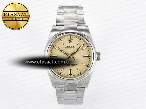 Rolex 2025 Oyster Perpetual 126000 36mm KRF Bej VR3230 Eta Saat - 1:1 Süper Klon Replika Saat