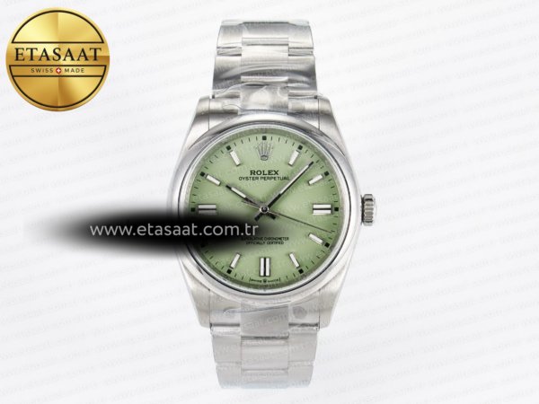 Rolex 2025 OP 126000 36mm KRF Fıstık Yeşil A2824 Eta Saat - 1:1 Süper Klon Replika Saat