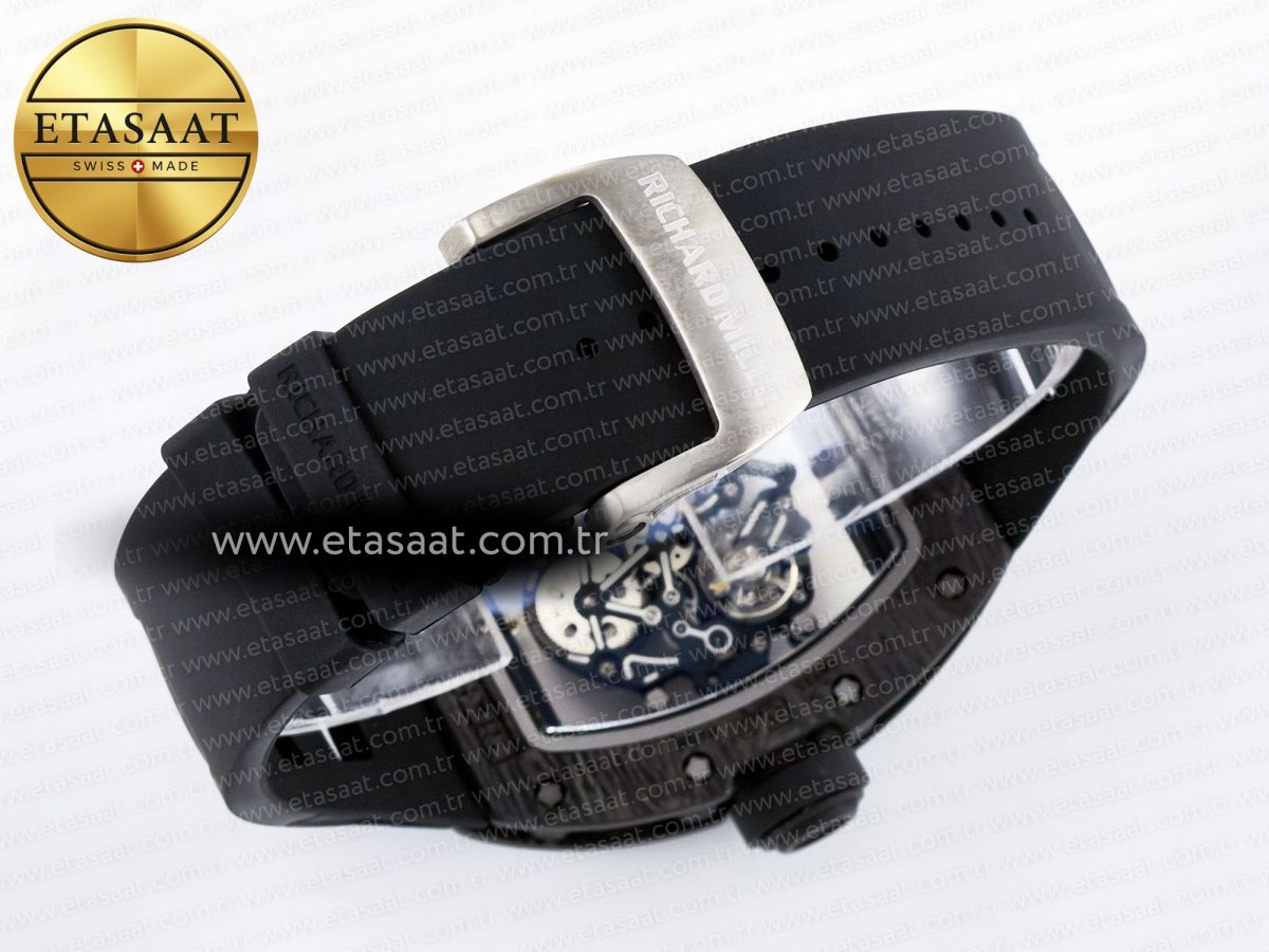 Richard Mille 7RM055 Ti/NTPT UOKF 1:1 Best Edition White/Red Inner Bezel White Crown on Black Rubber Strap RMUL2 Super Clone - Görsel 15