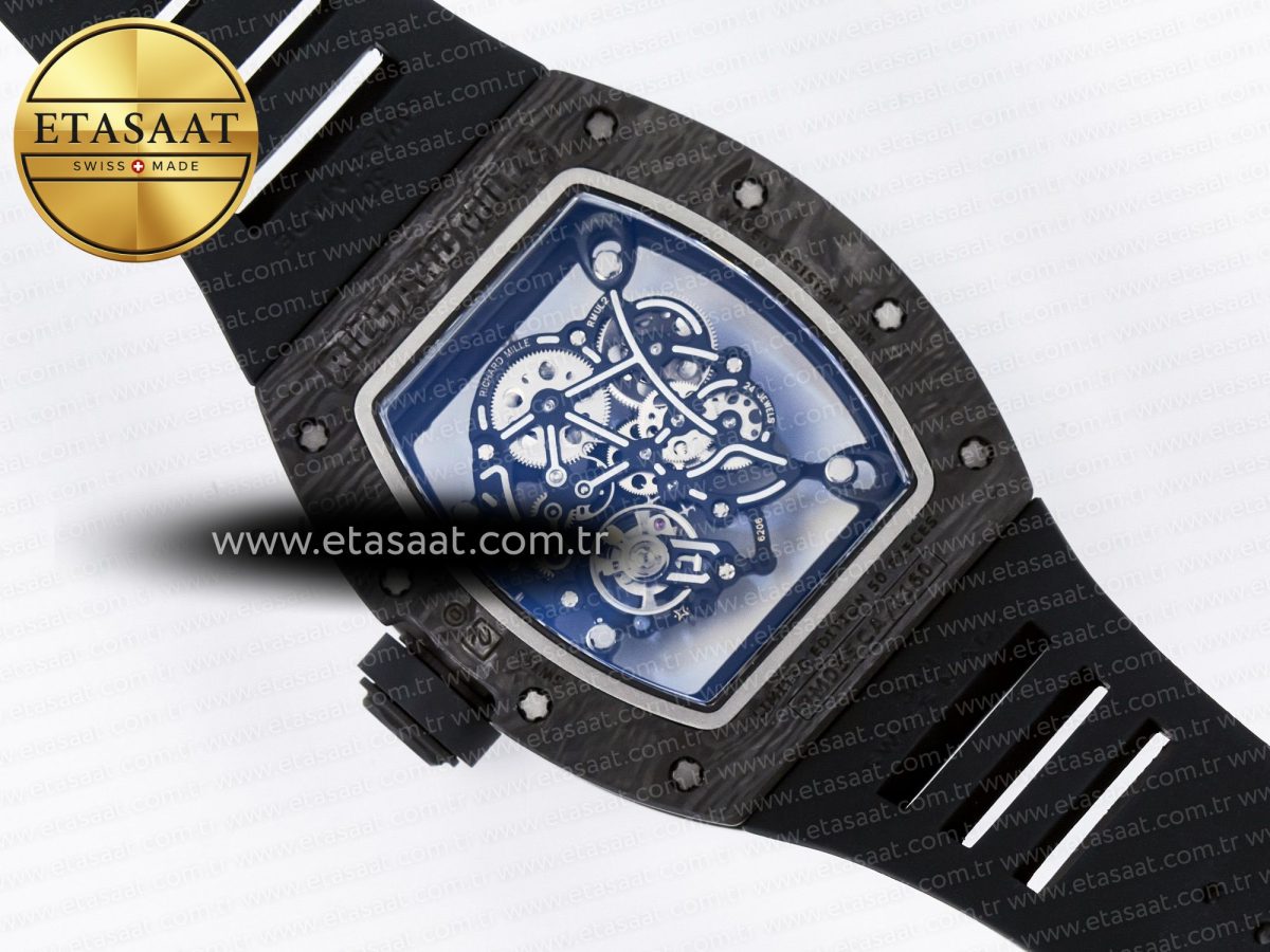 Richard Mille 7RM055 Ti/NTPT UOKF 1:1 Best Edition White/Red Inner Bezel White Crown on Black Rubber Strap RMUL2 Super Clone - Görsel 16