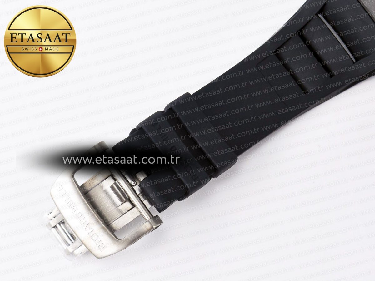 Richard Mille 7RM055 Ti/NTPT UOKF 1:1 Best Edition White/Red Inner Bezel White Crown on Black Rubber Strap RMUL2 Super Clone - Görsel 18